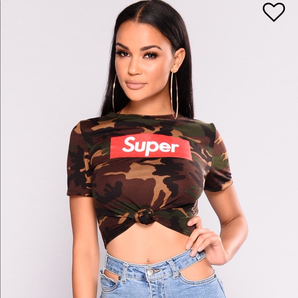 NWT Fashion Nova Super Sassy Camo Graphic Tee